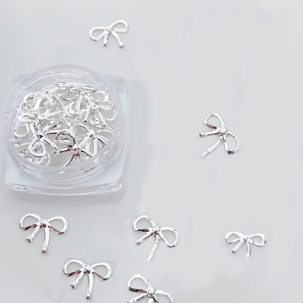 Luxury Alloy Bow Nail Art Decorations Set - Gold & Silver Nail Accessories