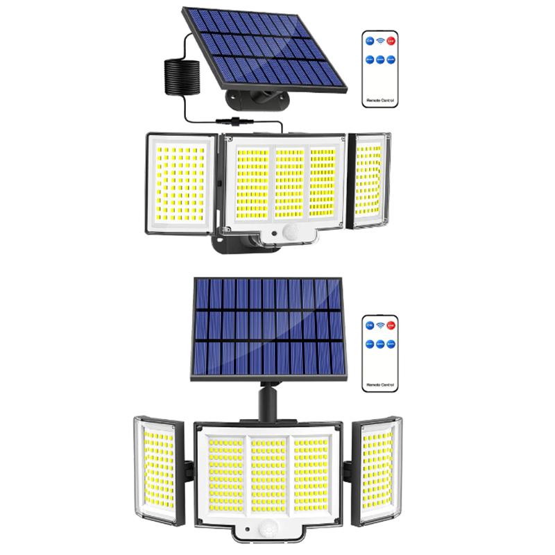 Outdoor Solar Motion Sensor Light 348 LEDs Waterproof 3-Head Security Lamp with Remote