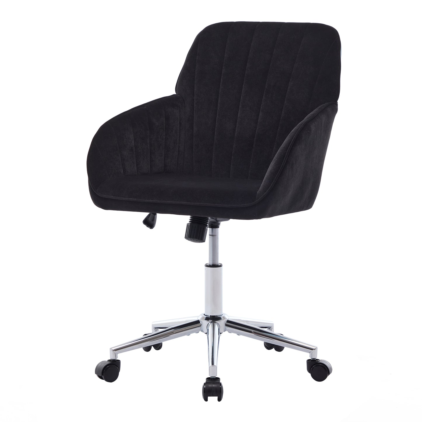 Ergonomic Adjustable Office Chair - Black Velvet Swivel Seat