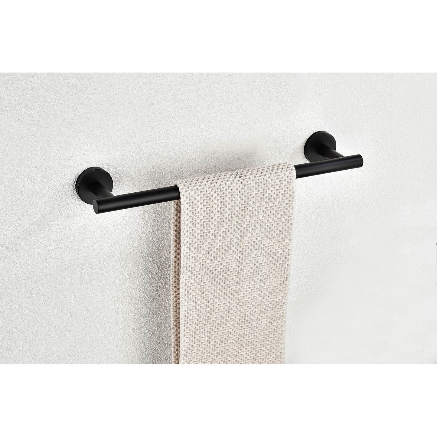 3-Piece Bathroom Hardware Set - Towel Bar, Toilet Paper Holder, Robe Hooks - Matte Black