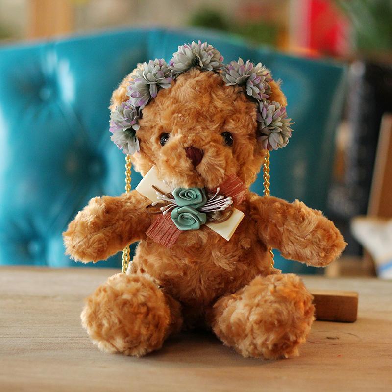 Cute Plush Bear Bag Backpack with Chain - Japanese Velvet Storage Accessory