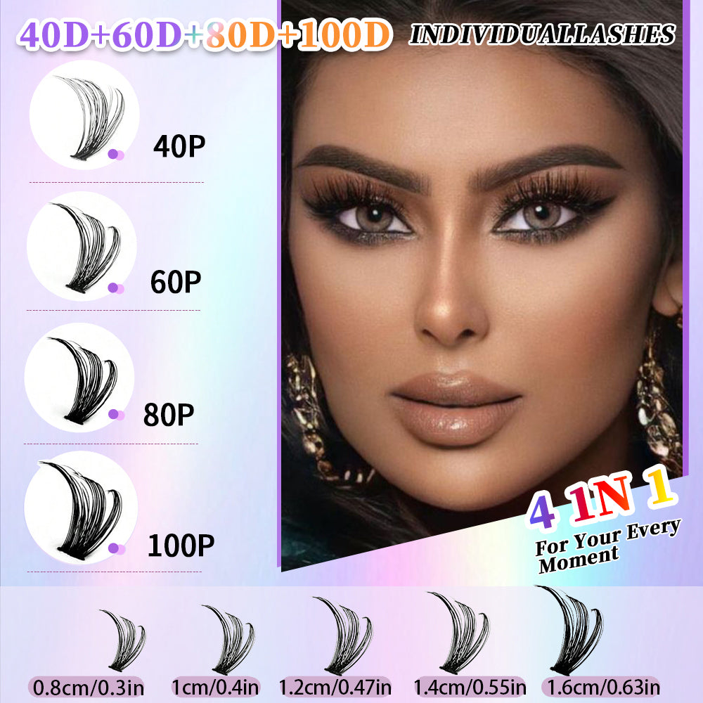 32-Row Segmented Cluster Eyelash Set - 640 Individual Lash Segments