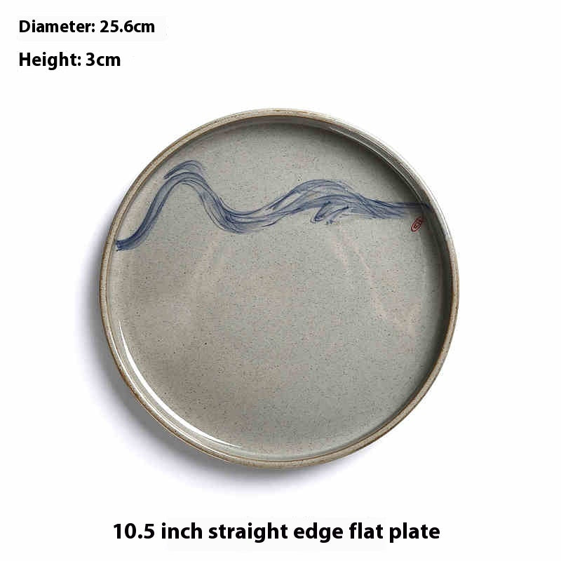 Ceramic Dinner Plate Set - Hand-Painted Round Tableware for Home & Kitchen