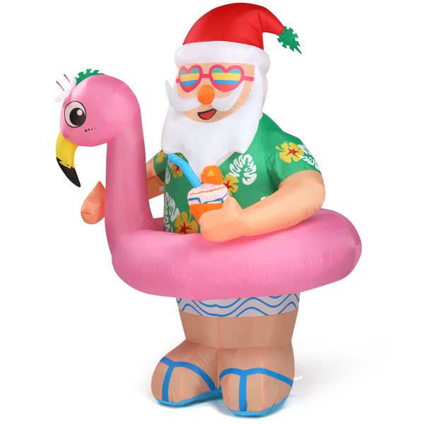 5.9 FT Inflatable Hawaii Santa Claus Decoration with LED Lights