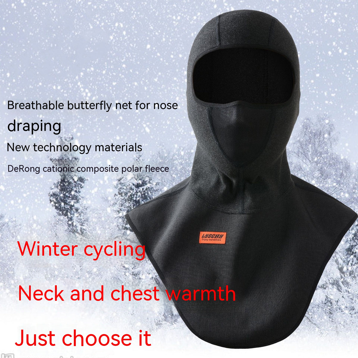 Windproof Cycling Mask - Black, One Size
