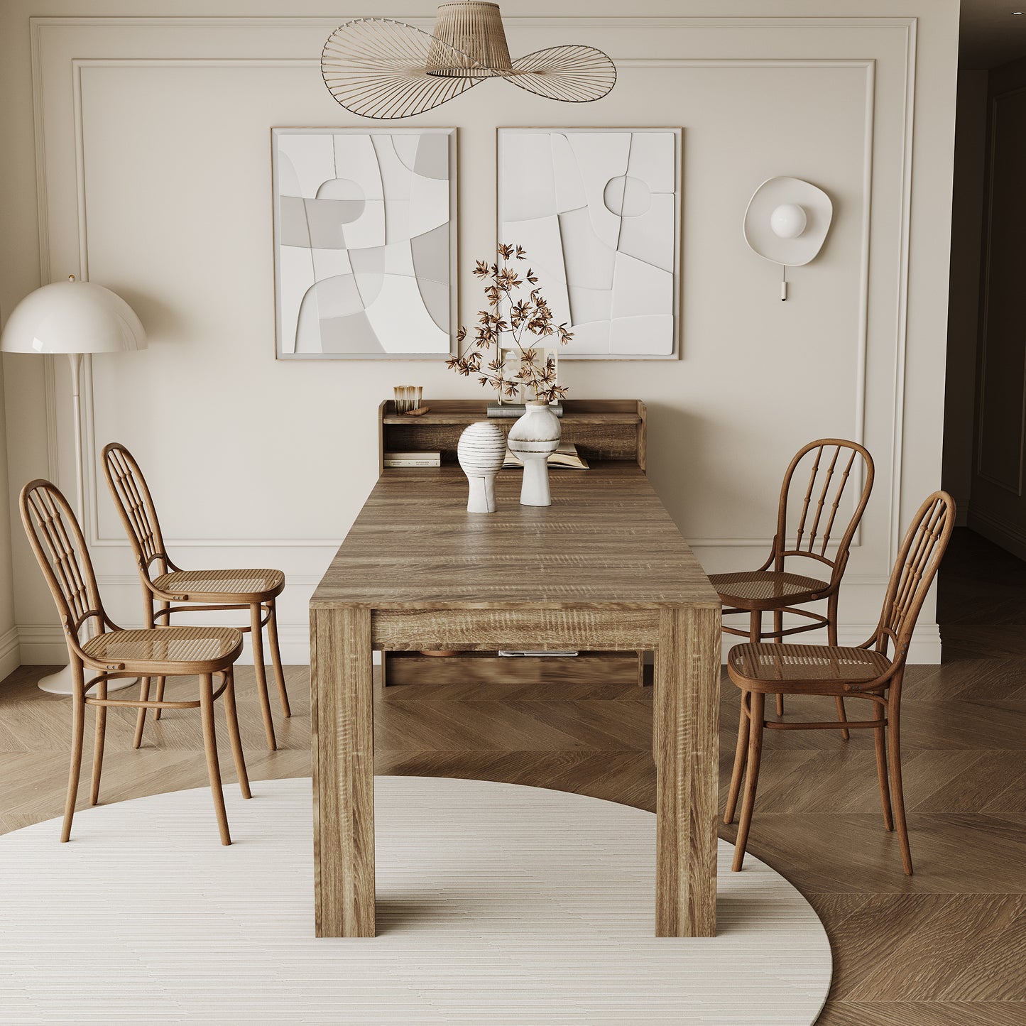 Modern Extendable Dining Table with Storage - Barnwood