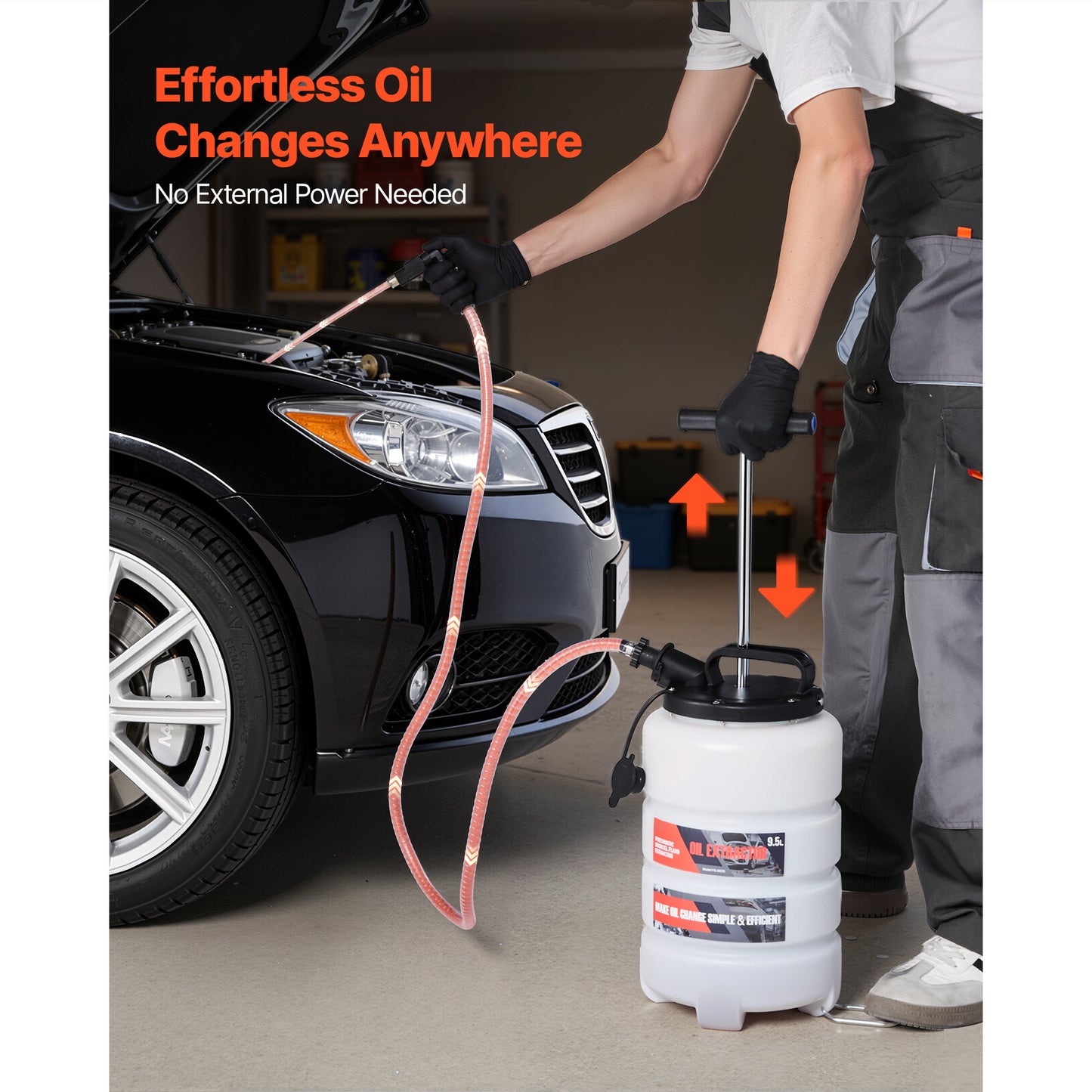 Manual Oil Extractor Pump 9.5L Capacity for Cars, Lawn Mowers, Boats