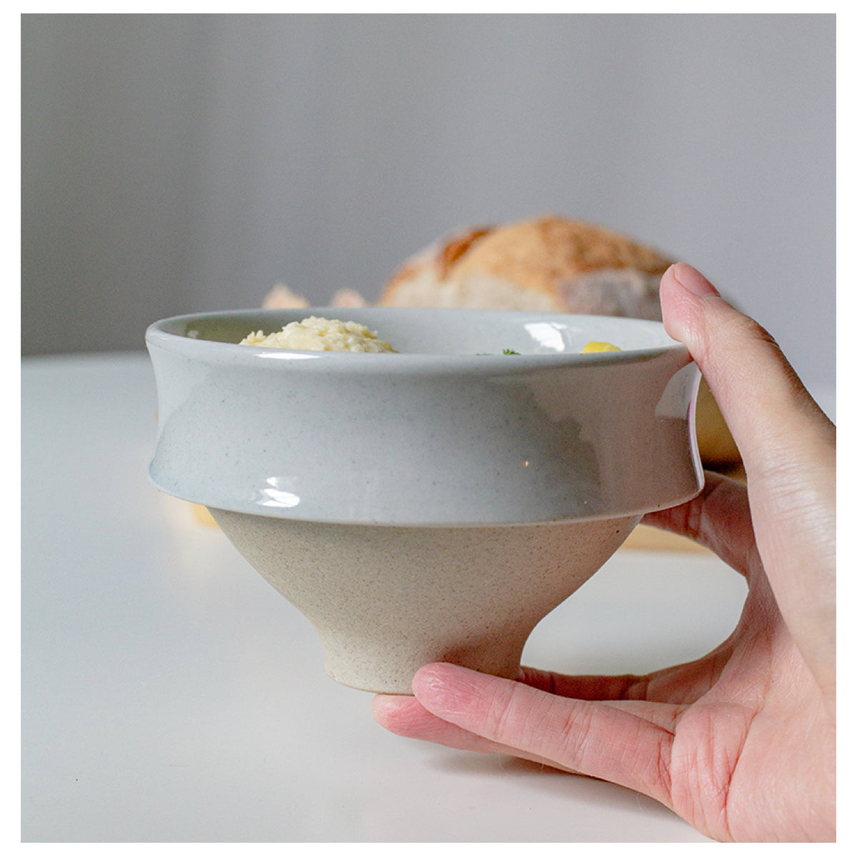 Blue Japanese Round Tall Porcelain Bowl 360ml Kitchen Serveware