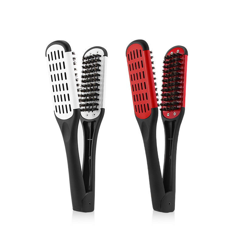 Hairdressing Clamp Comb for Hair Styling - V-Shaped Bristle Comb in Multiple Colors
