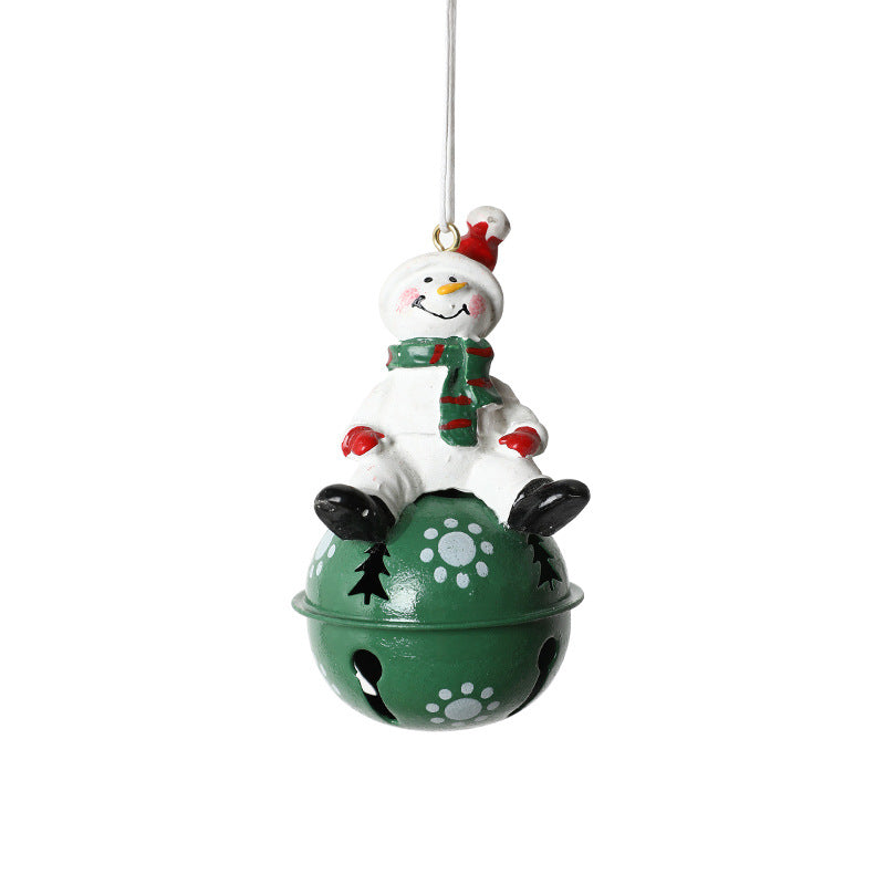 Christmas Iron Bell Pendant Set - Snowman, Elk & Santa Decorations