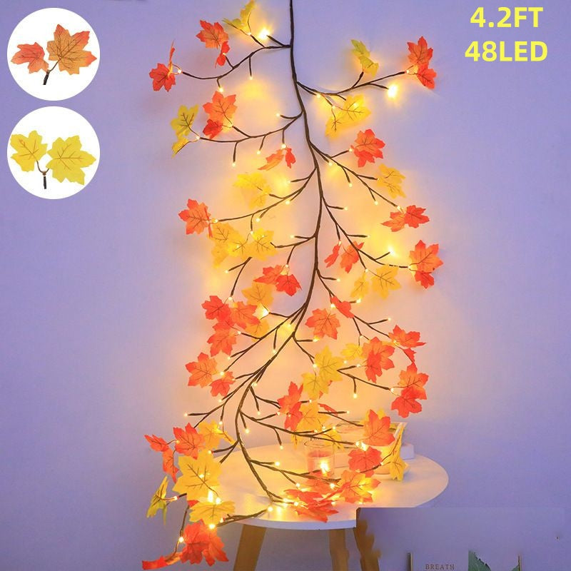 Maple Leaf LED Tree Branch String Lights with Remote - Indoor Wall Decor, 138LED & 8 Modes
