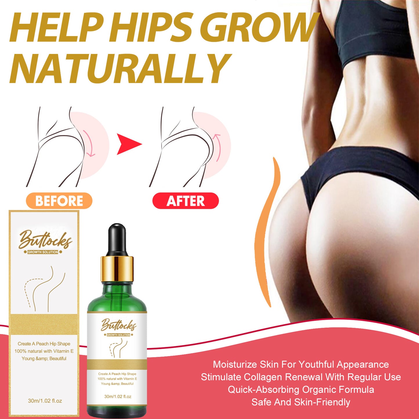 Firming Essential Oil for Buttocks 30ml - Tighten & Smooth Skin
