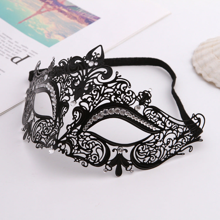 Metal Cat Mask Hollow Diamond Eye Costume Mask for Party & Decor