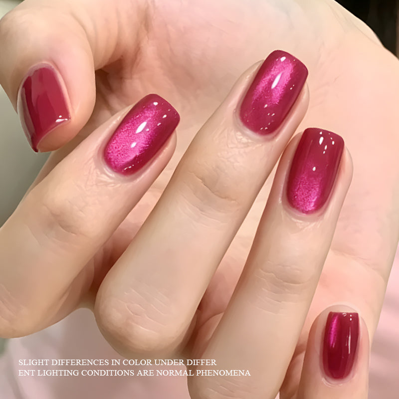 Cat Eye Gel Polish - 10ml Cherry Red Shimmer Magnetic Soak Off Nail Gel