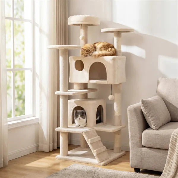 52-Inch Multi-Cat Cat Tree Tower with Perches, Condos & Scratching Posts