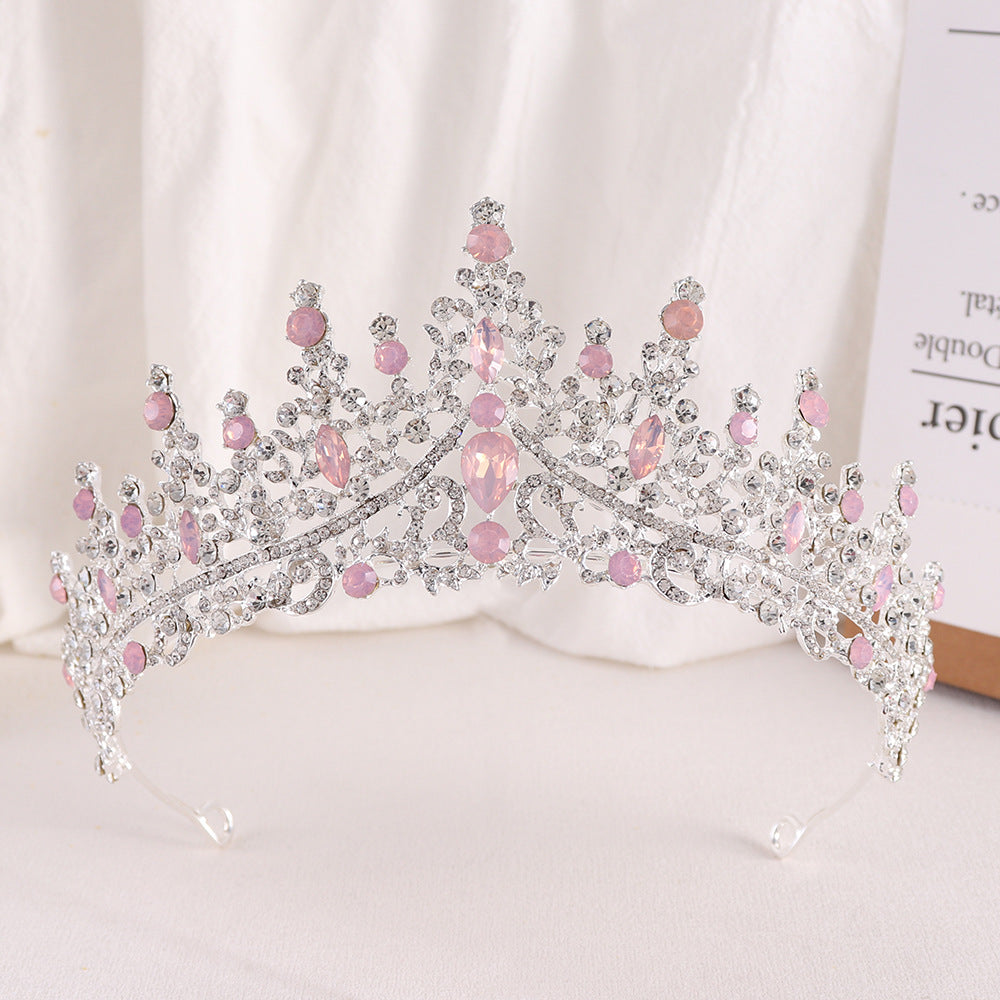 Baroque Bridal Crown with Rhinestones & Opals