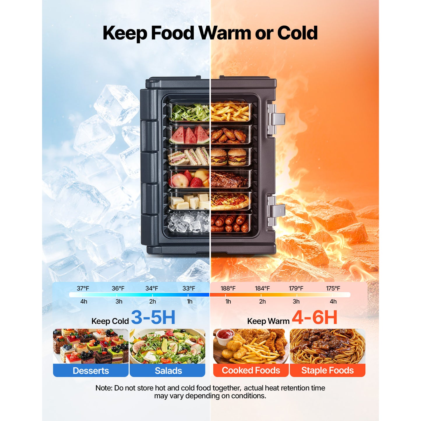 Insulated Food Pan Carrier 95 Qt Non-Electrical Food Warmer with Wheels & Stainless Steel Latch