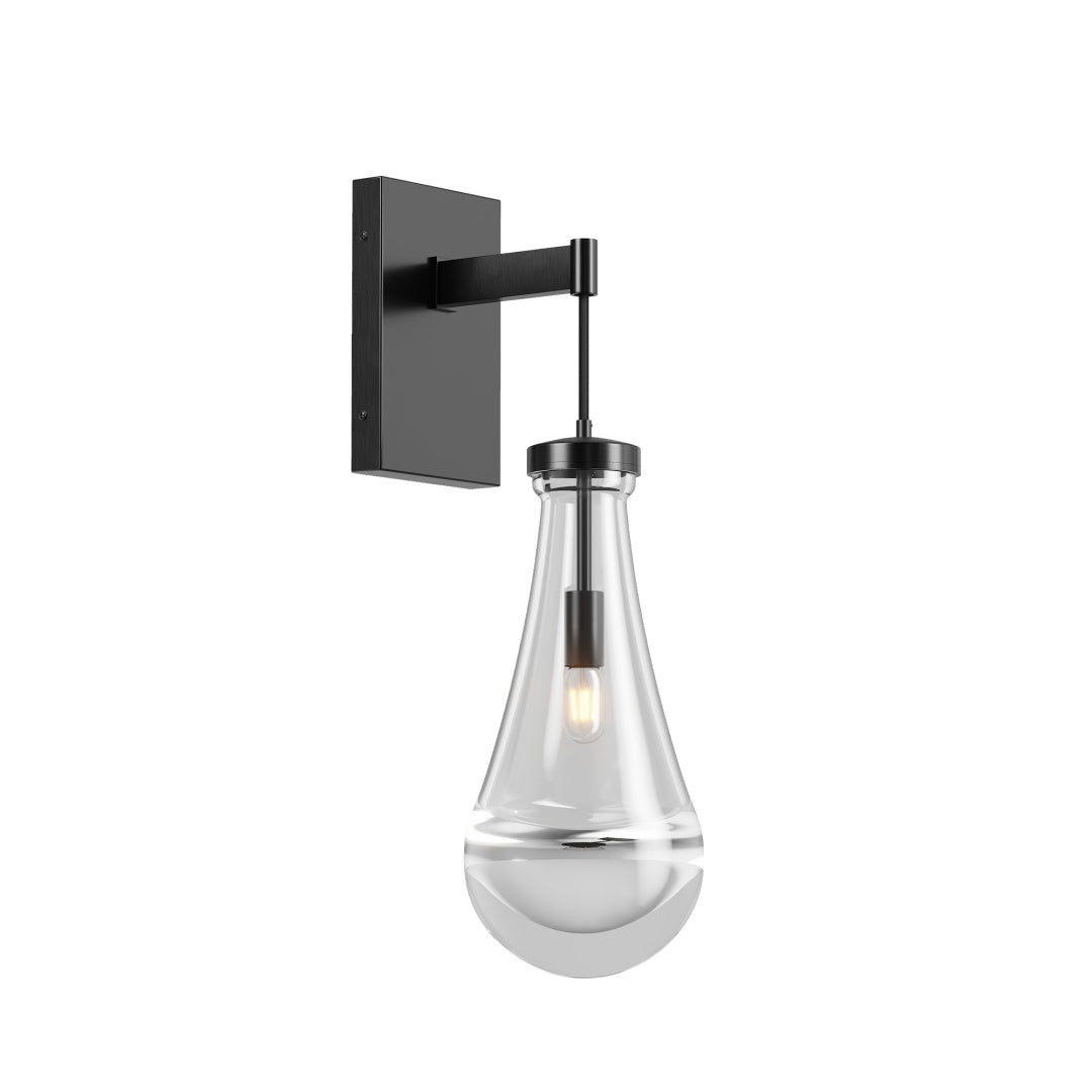 Modern Black Wall Sconces with Raindrop Glass Shade - 2 Pack
