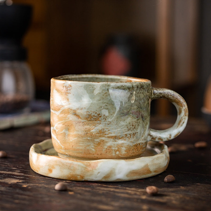 Coarse Vintage Ceramic Coffee Cup - Retro Style, 270ml