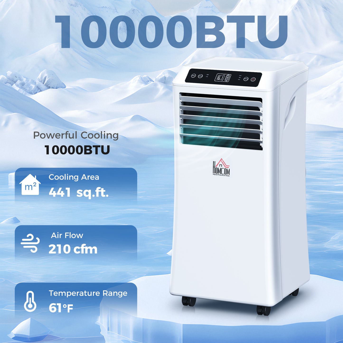Portable 10000 BTU Air Conditioner with Dehumidifier & Fan - White