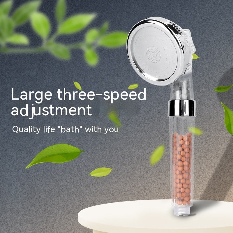 Three-Speed Anion Supercharged Shower Head Nozzle - Adjustable Bathroom Faucet