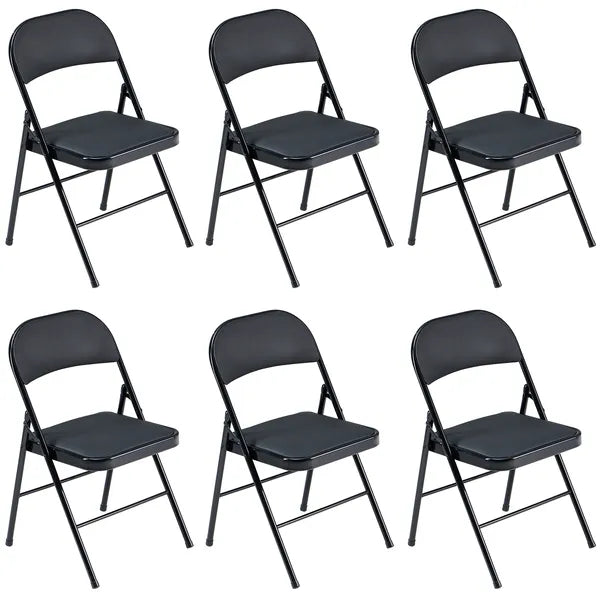 6-Pack Foldable PVC & Iron Chairs - Black for Events