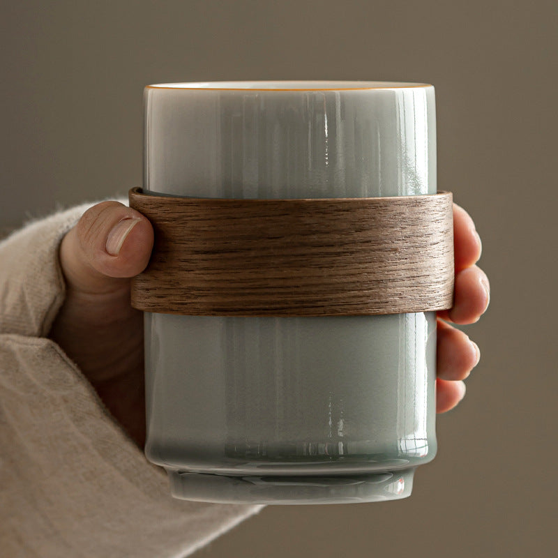 Minimalist Ice Gray Ceramic Drinking Cup 350ML - Chinese Style Home Kitchen