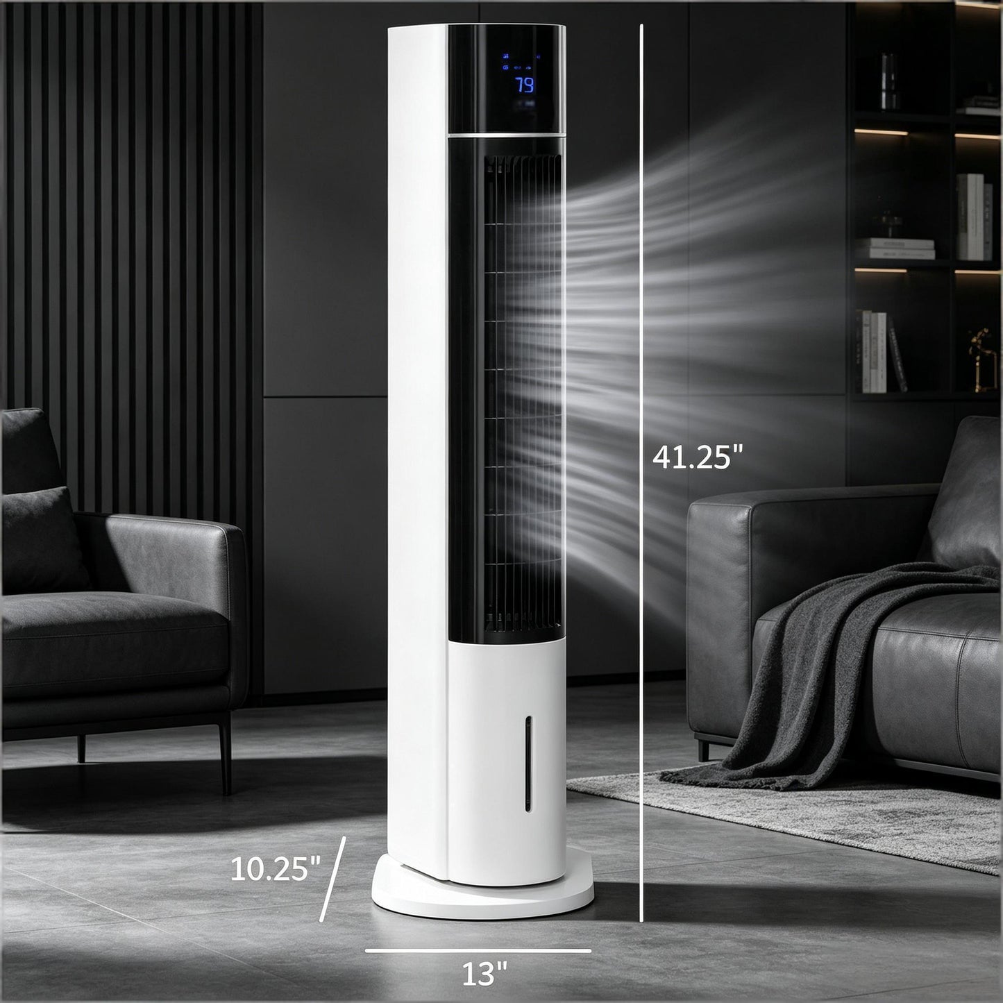 42" White Oscillating Portable Swamp Cooler with Humidifier