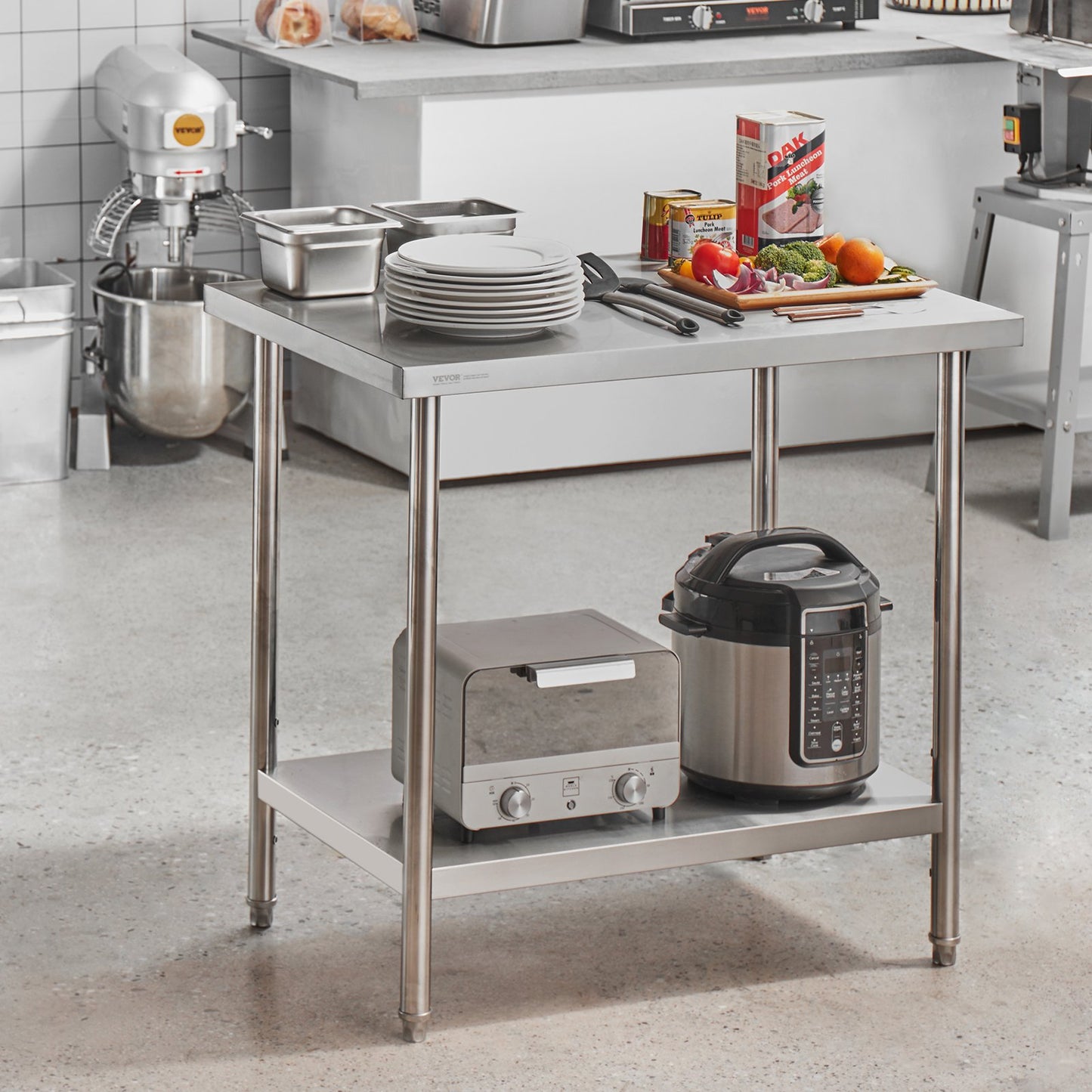 Heavy Duty Stainless Steel Prep Table - 24 x 36 Inch, Adjustable Height