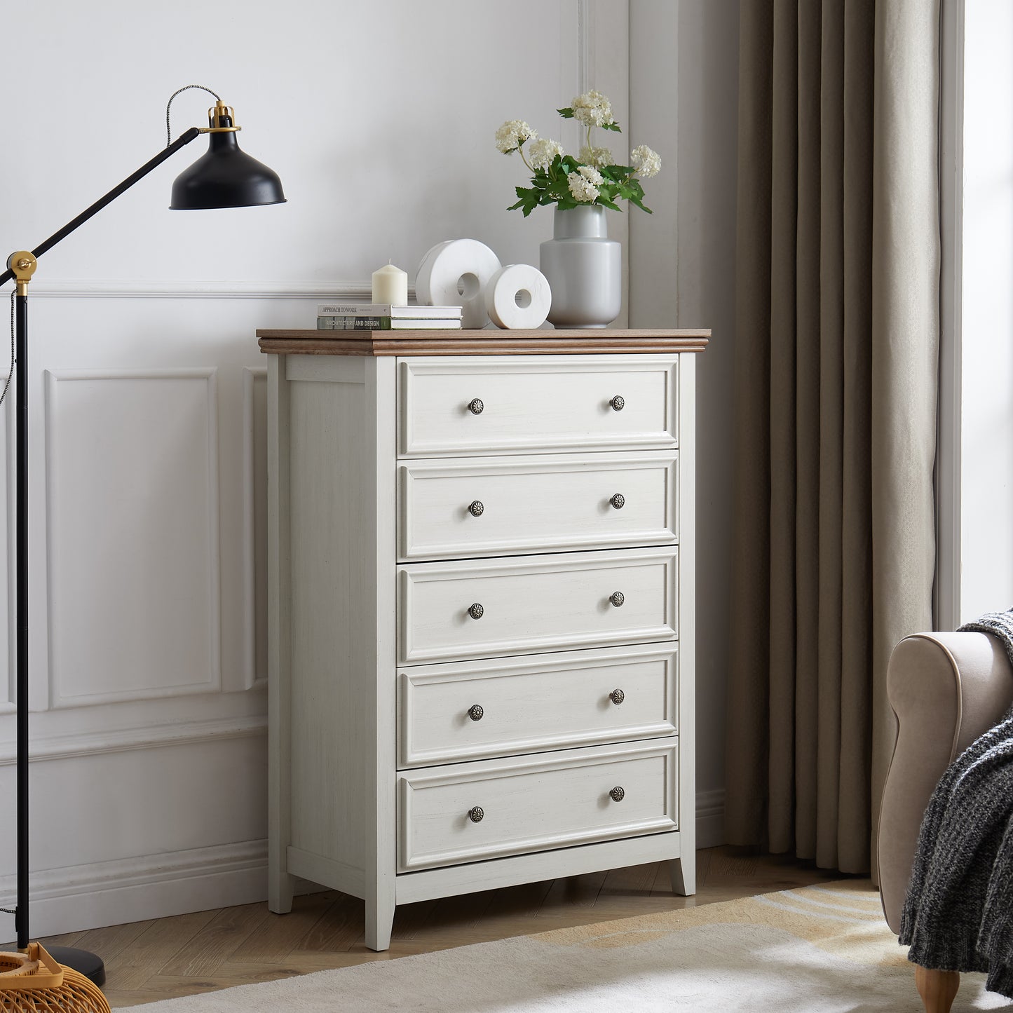 Modern 5 Drawers Dresser Cabinet,Chest Of Closet Organizers And