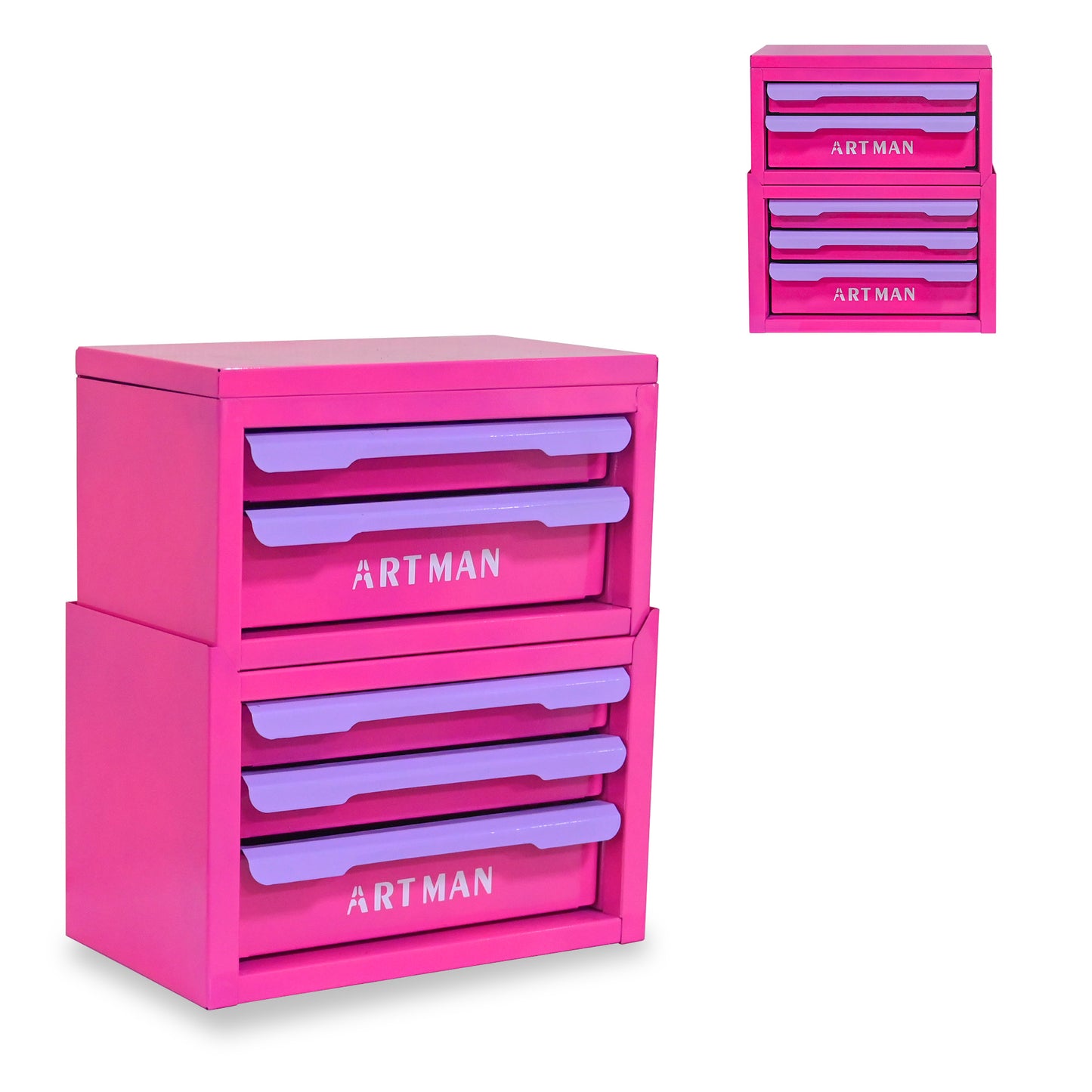 Drawer-Style Desktop Storage Box - Multi-Purpose Organizer - Purple Rose Red