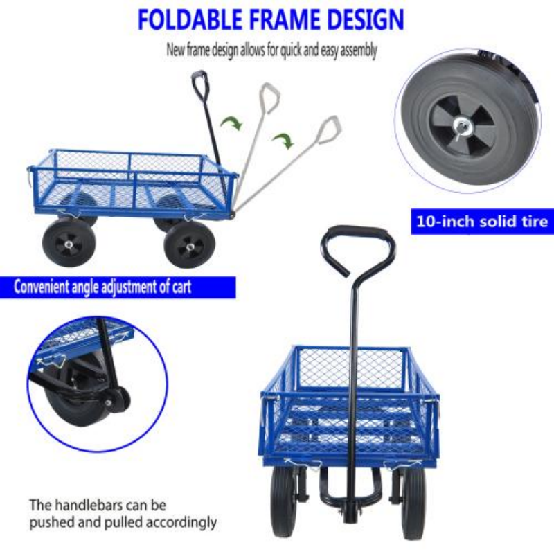 Garden Trolley Cart with Solid Wheels Multi-Functional Tool Cart for Yard and Farm Use