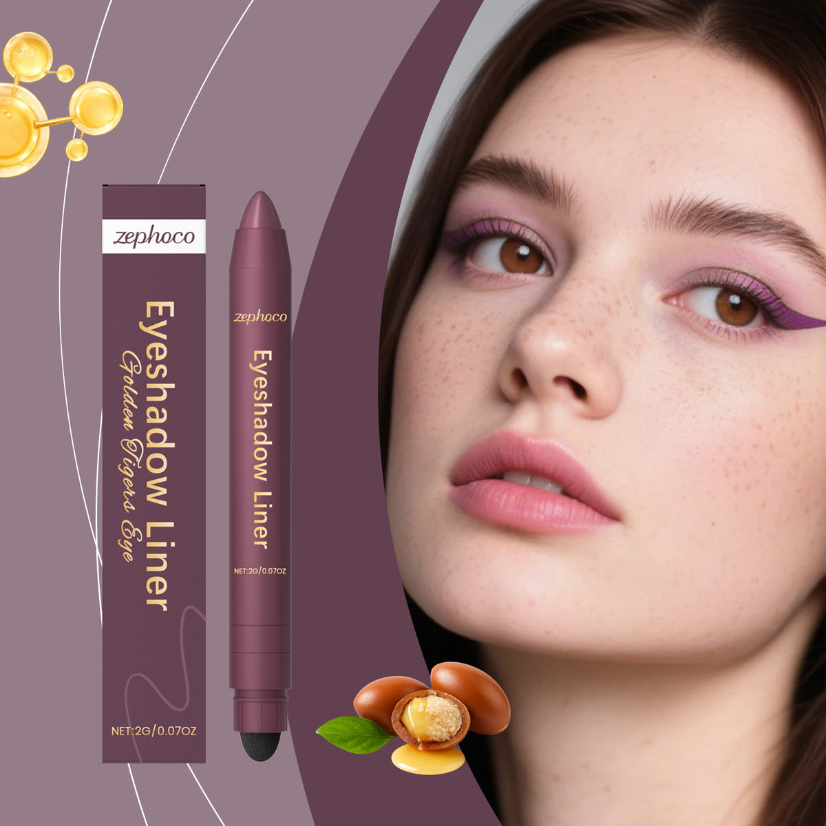 2-in-1 Eye Pencil with Gold Tiger's Eye for Makeup - 2g