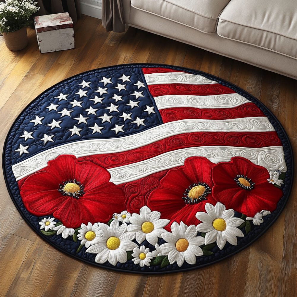 Digital Printed Round Rug with Leaf Pattern - Multiple Sizes & Styles