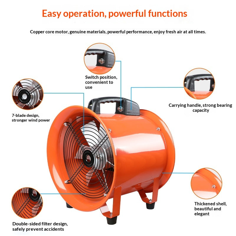 14-Inch Portable Axial Flow Fan with 5M Air Duct for Home & Garden