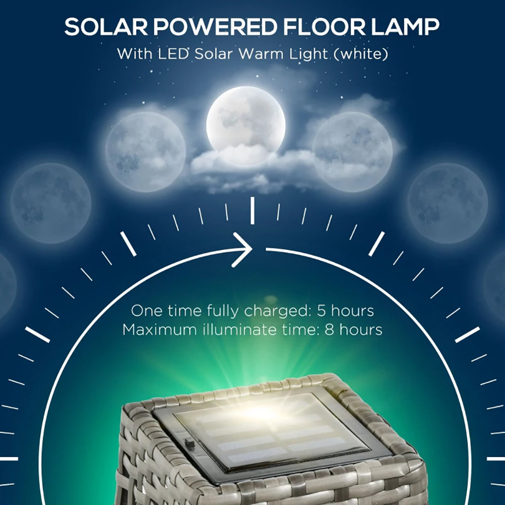 Gray Solar Floor Lamp Outdoor Waterproof Pathway Light Garden Lantern