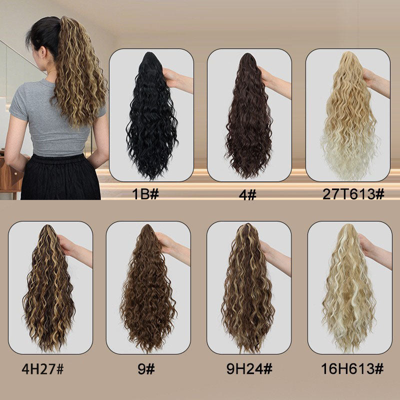 Water Ripple Grip Ponytail Corn Curler Wig for Hair Styling