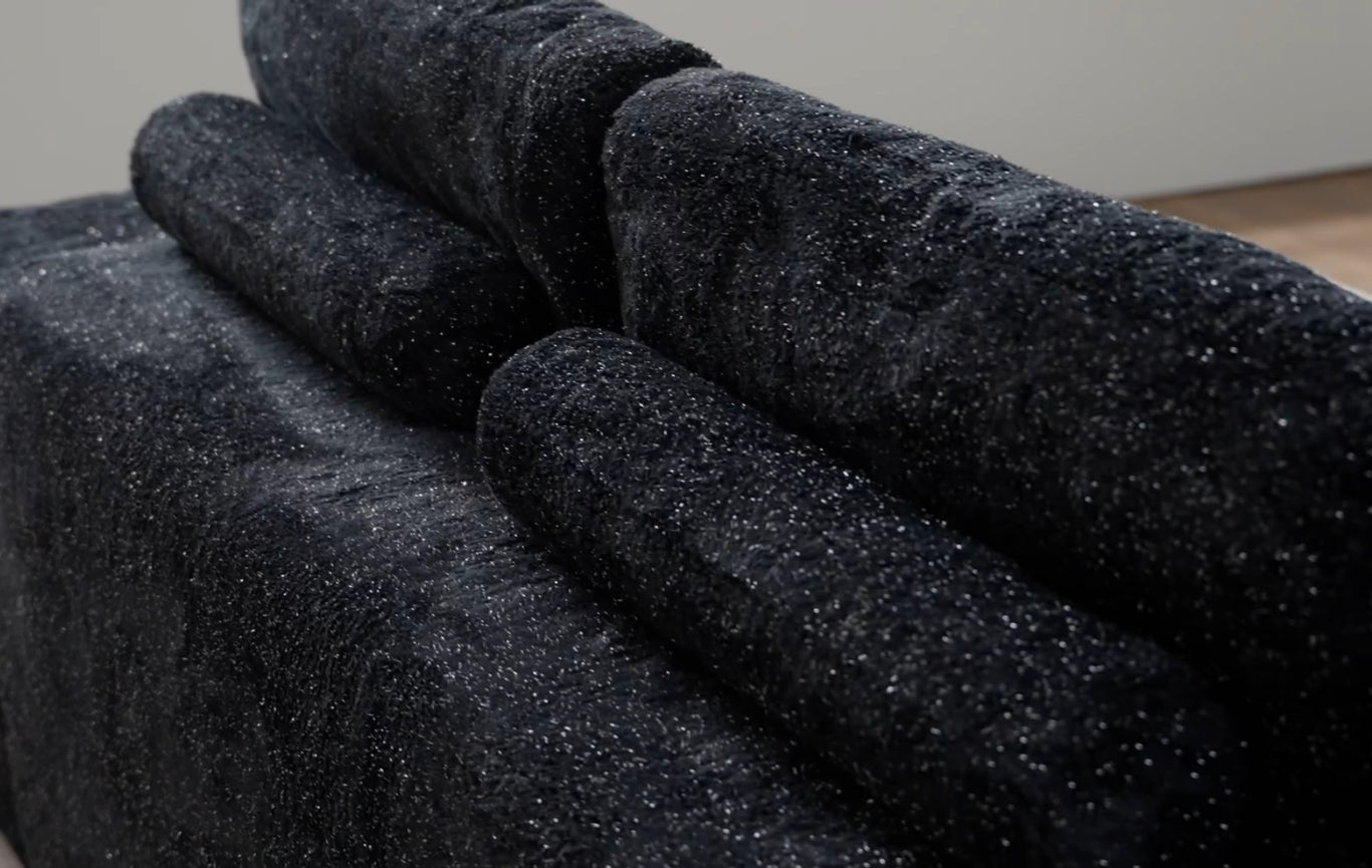 L-Shaped Modular Sofa - Black Plush Cloud Sectional Couch