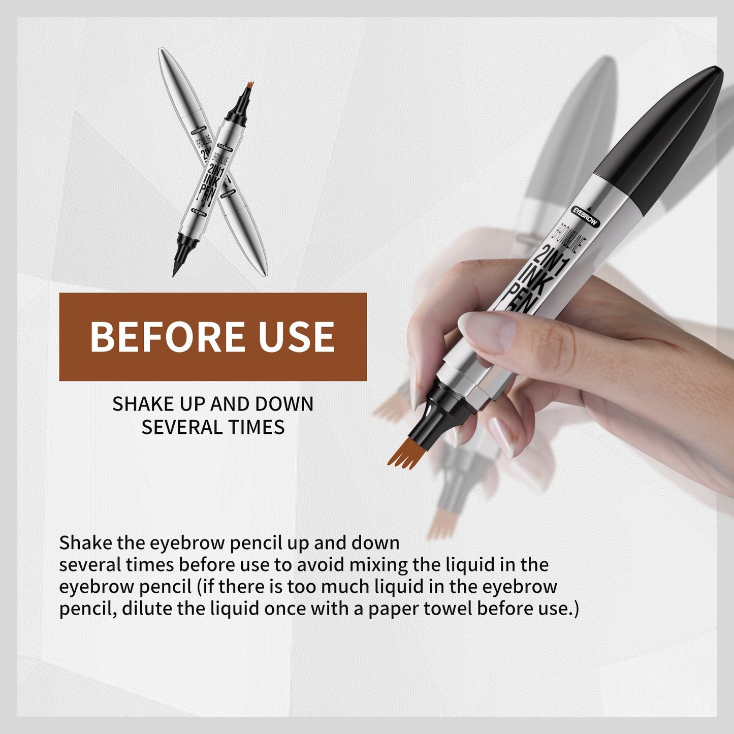 2-in-1 Microblading Eyebrow Pen with 4-Fork Tip and Eyeliner