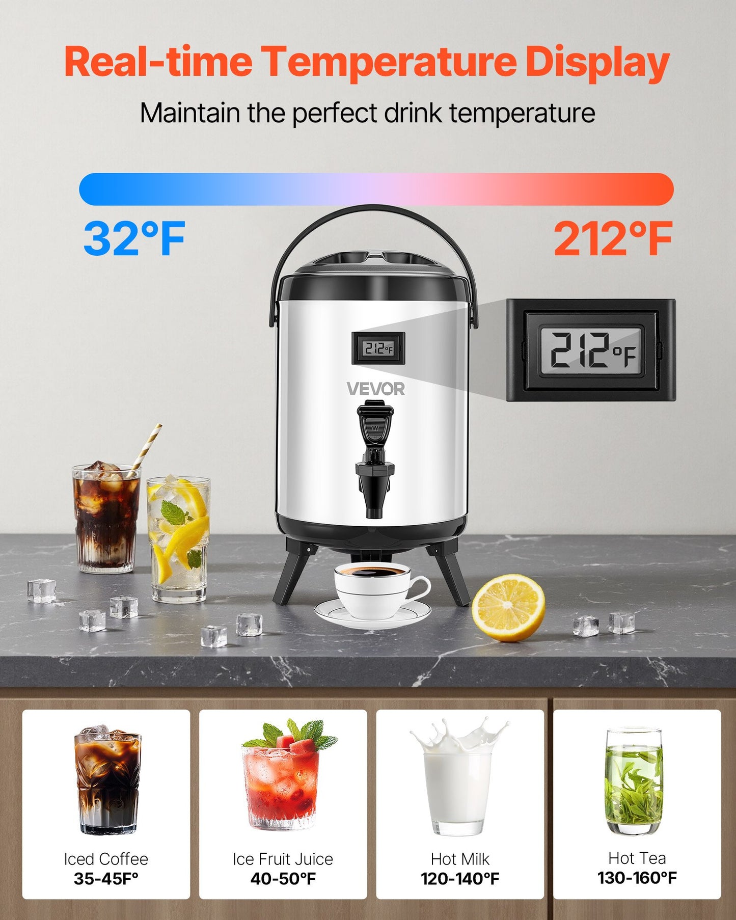 1.5 Gal Insulated Beverage Dispenser - Stainless Steel
