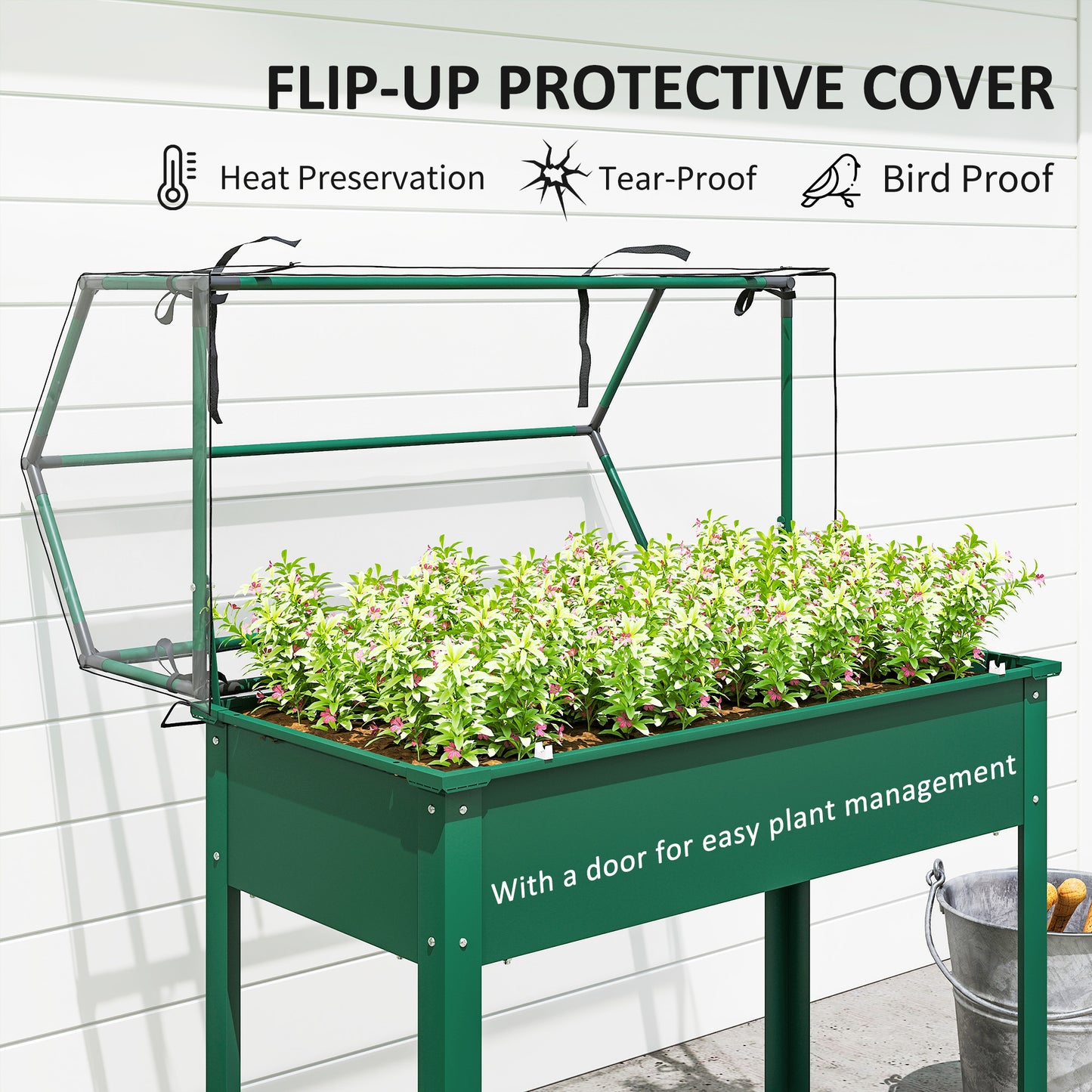 Raised Garden Bed with Greenhouse Cover - Elevated Vegetable Planter 1100x510 mm