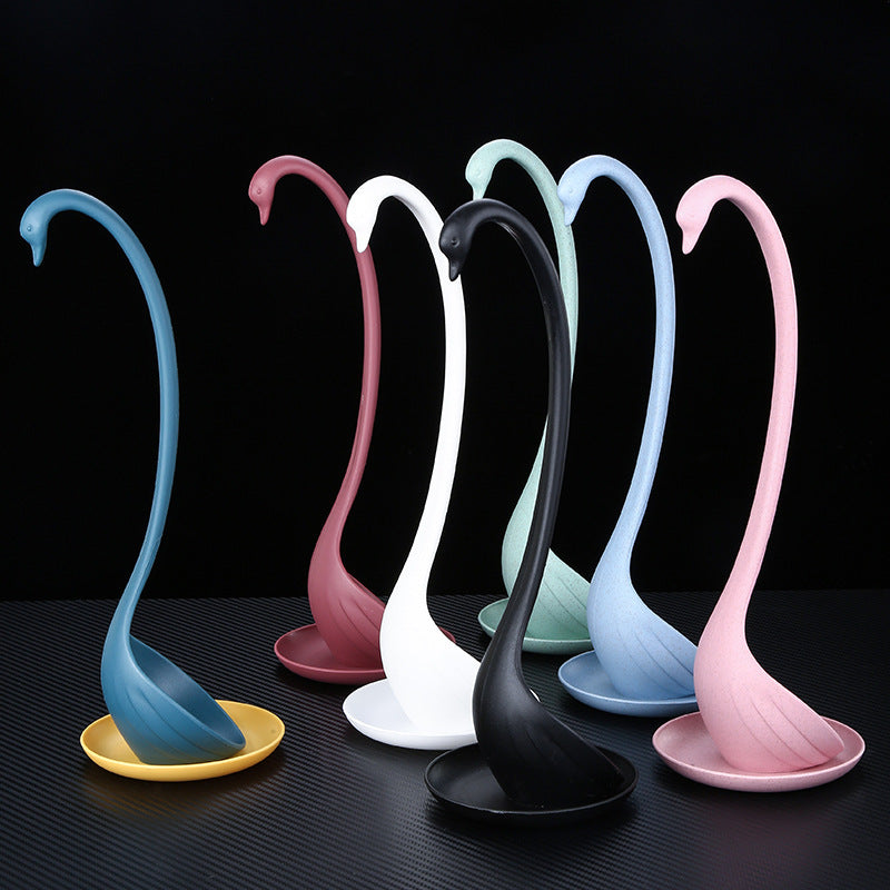 Swan Can Stand Up Spoon with Tray Kitchen Utensil - Multiple Colors