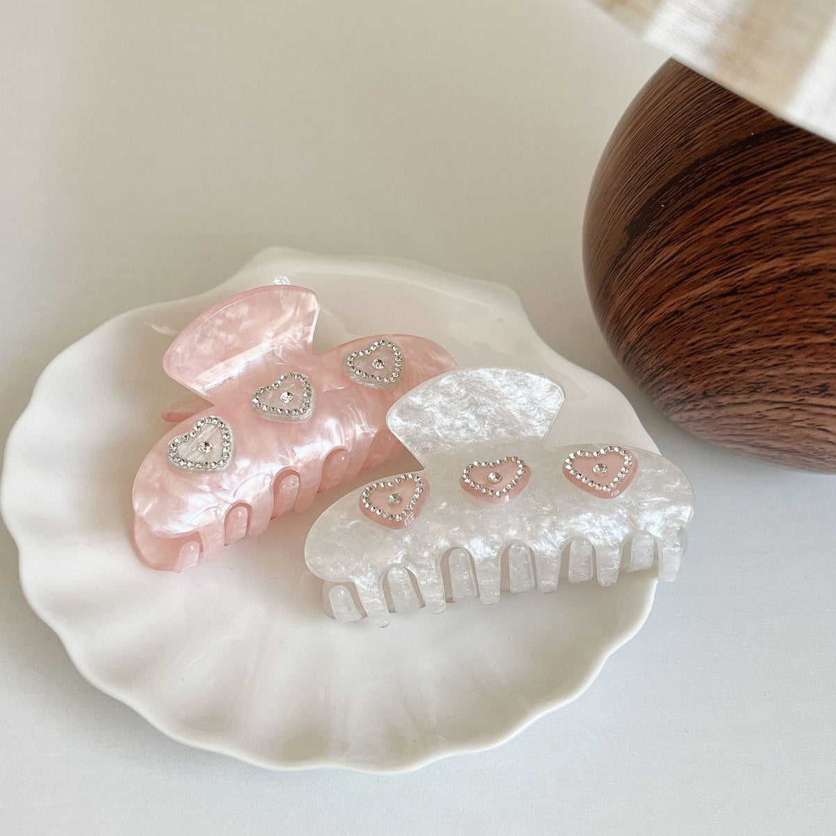 Korean Heart Hair Clip Sparkle Acetate