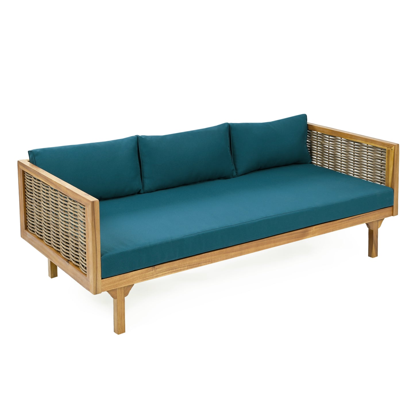 CLAREMONT 3 SEATER DAYBED WITH RATTAN ARMS TEAK CUSHION