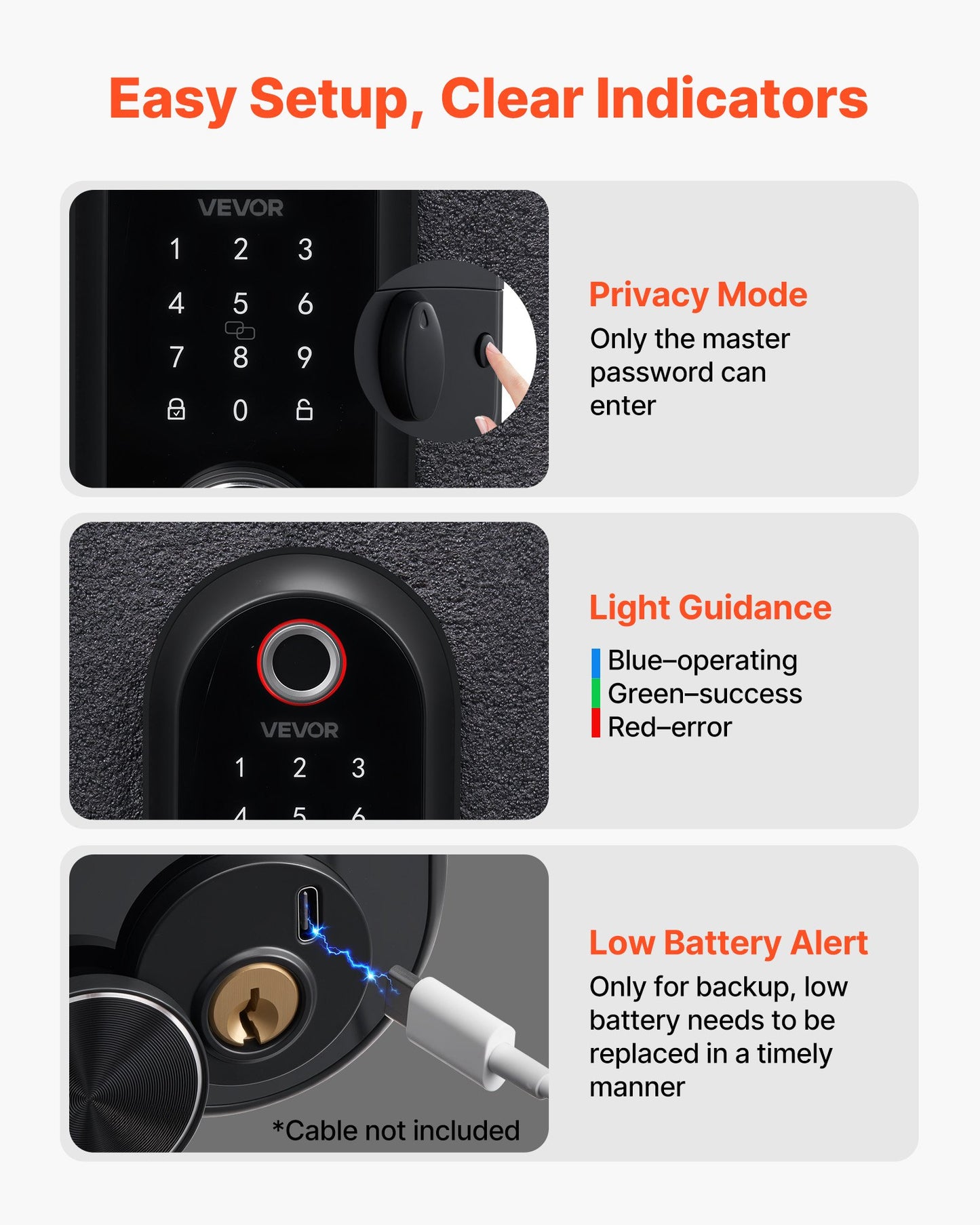 Keyless Fingerprint Door Lock with Touchscreen Auto-Lock & Key Access