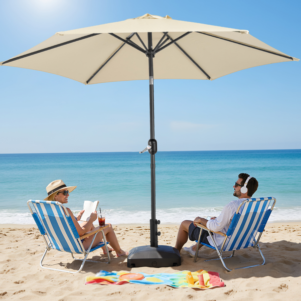 9ft Patio Umbrella with Crank & Tilt - Beige Market Umbrella