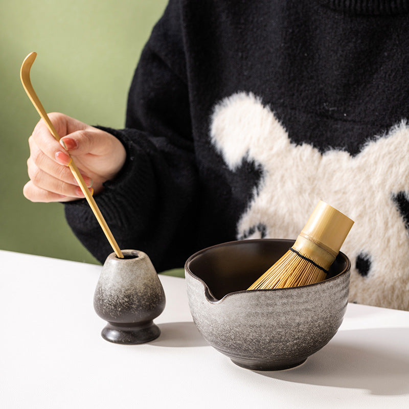 Japanese-Style Ceramic Matcha Bowl Set for Tea Preparation - Multiple Colors