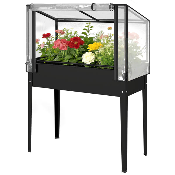 Raised Garden Bed with Mini Greenhouse Cover - Black