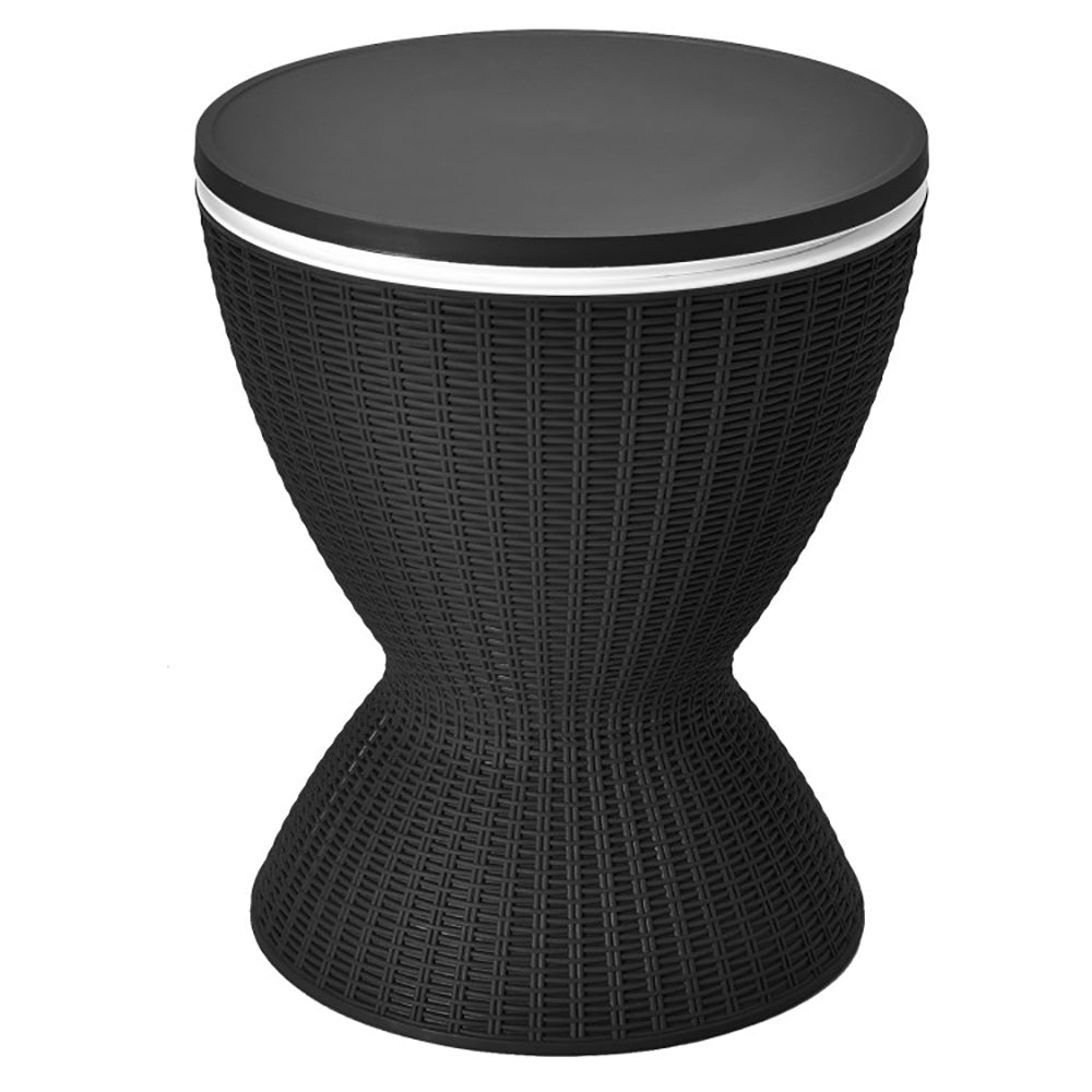 Extendable Outdoor Rattan Bar Table with Ice Cooler - 8 Gallon Capacity