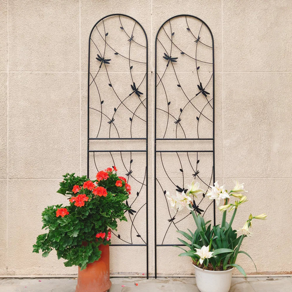 Metal Garden Trellis - 86.7" x 19.7" Rustproof Support for Climbing Plants - Black